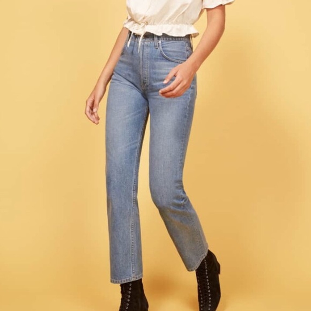 Reformation Cynthia High Relaxed Jean in Aegean